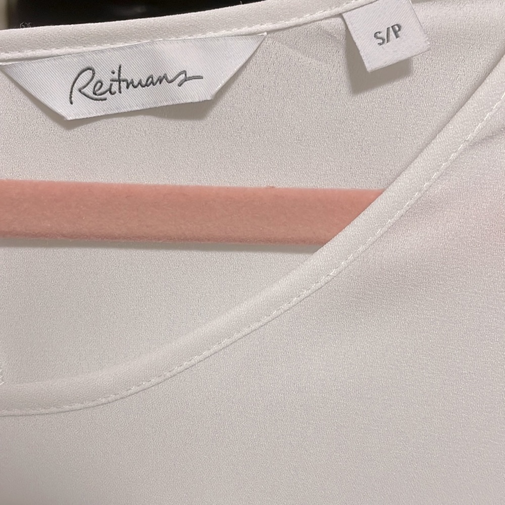 Reitmans R Essentials Ivory Zip Pocket Blouse | Size Small - Picture 6 of 9